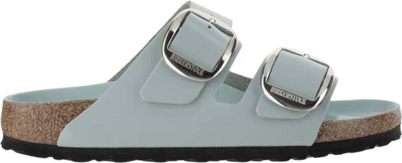 Birkenstock Groene Leren Gesp Sandaal Green Dames