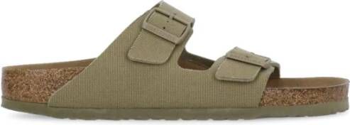 Birkenstock Arizona Tex Canvas Veg Faded Khaki Slides & sandalen 1023958