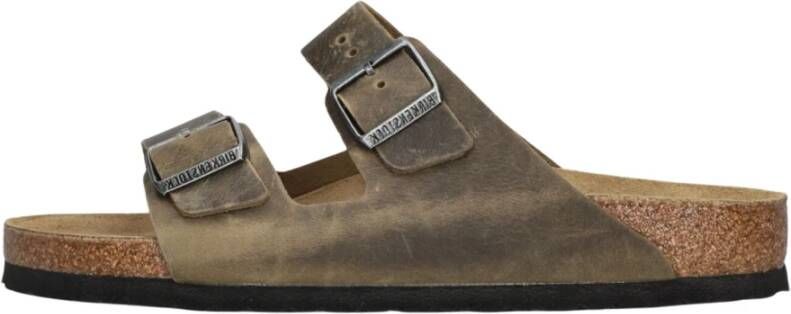 Birkenstock Slipper Arizona 1019313 Khaki Groen Vet Leer Normaal Zacht Voetbed - Foto 6