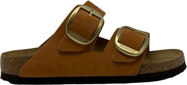 Birkenstock Grote gesp slopjes Bruin Dames