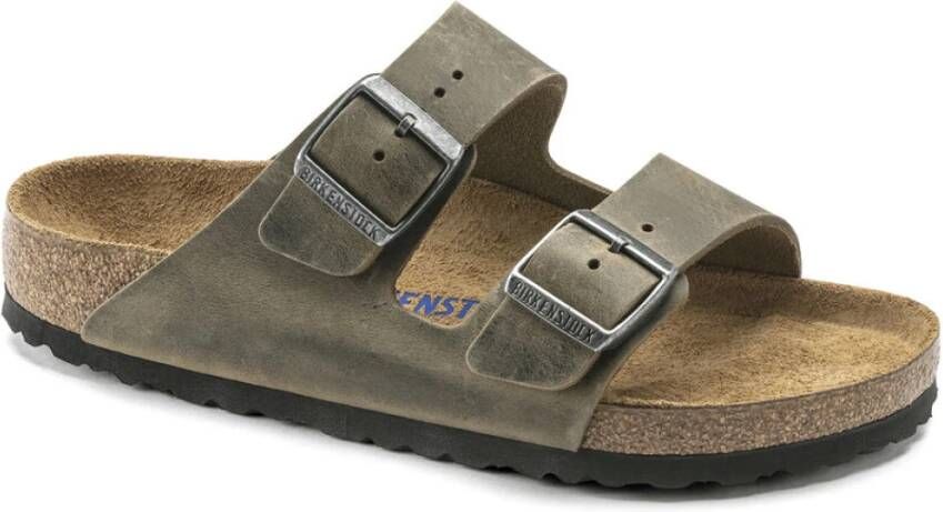 Birkenstock Slipper Arizona 1019313 Khaki Groen Vet Leer Normaal Zacht Voetbed - Foto 4