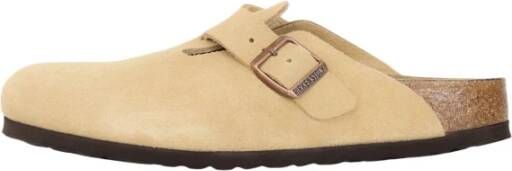 Birkenstock Beige Sandalen met Suède Bovenwerk en Verstelbare Metalen Gesp Beige