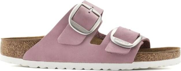 Birkenstock Arizona Big Buckle Nubuck Leather Sandals Roze Dames