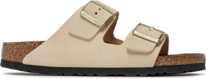 Birkenstock Klassieke Lederen Sandalen Beige Dames