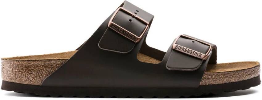 Birkenstock Klassieke Leren Slider Sandaal Bruin Dames