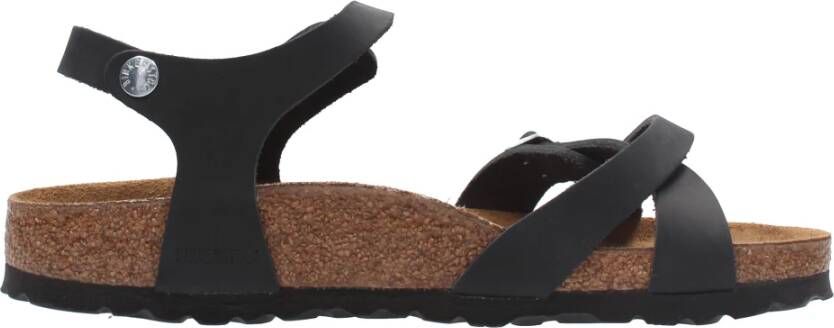 Birkenstock Kruisband leren sandaal Black Dames