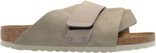 Birkenstock Anatomische Leren Sandalen met Klittenbandsluiting Beige Heren