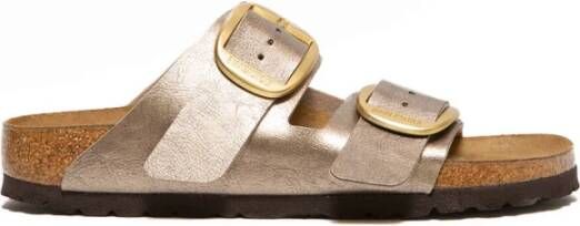 Birkenstock Leren Arizona Sandalen Beige Dames