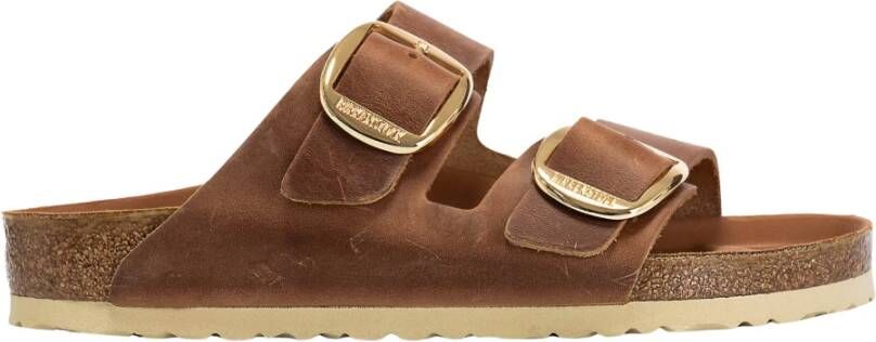 Birkenstock Leren Slides Buckley Brown Dames
