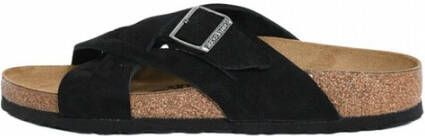 Birkenstock Lugano Nubuck Leather Sandals Zwart Heren