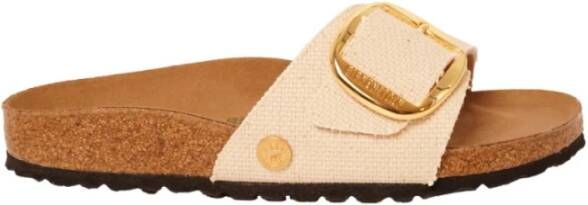 Birkenstock Madrid Big Buckle Women Canvas Eggshell Narrow Slippers