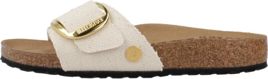 Birkenstock Madrid Big Buckle Rivet Flip Flops Beige Dames