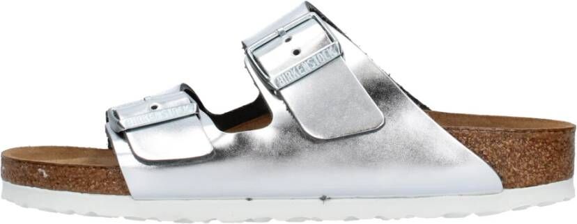 Birkenstock Metallic Leren Sandaal Gray Dames