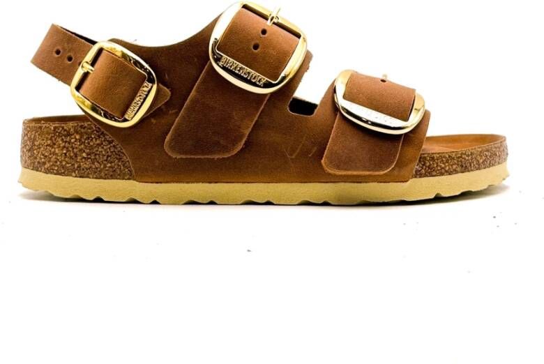 Birkenstock Milano Platte Sandalen voor Moderne Vrouwen Brown Dames