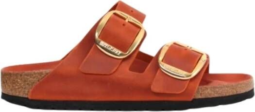 Birkenstock Oranje Leren Sandalen Arizona Stijl Orange Dames