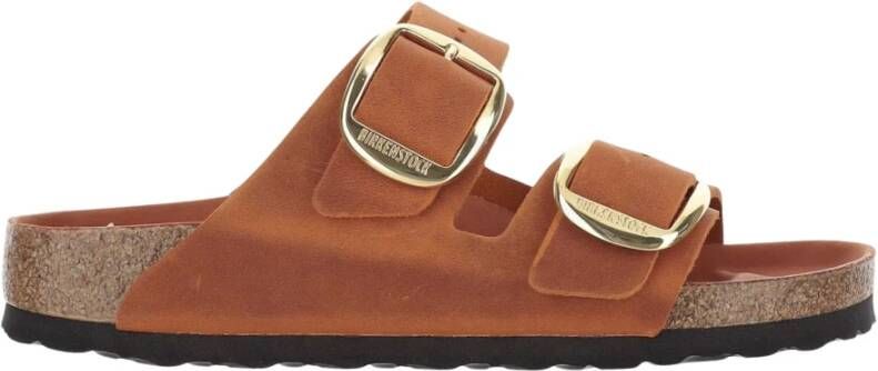 Birkenstock Oranje Leren Sandalen met Verstelbare Banden Orange Dames