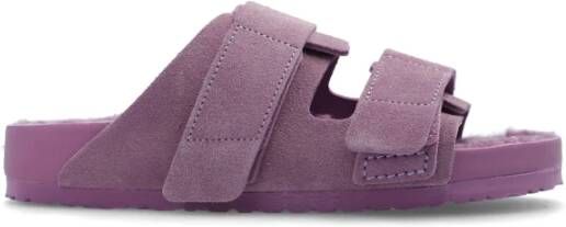 Birkenstock Uji Slides met Suède Bovenwerk en Lamsvacht Voering Purple Dames