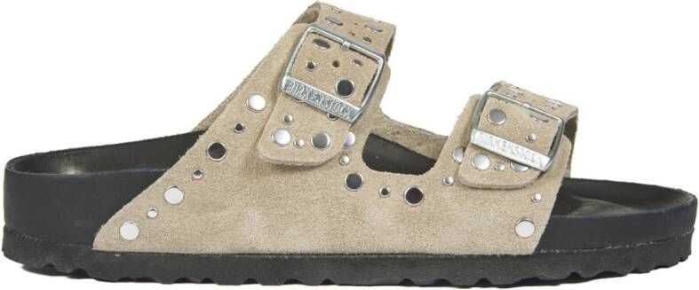 Birkenstock Platte Beige Sandalen met Verstelbare Gespsluitingen Beige Dames