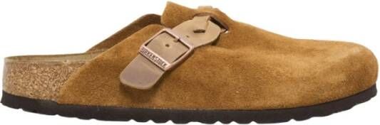 Birkenstock Platte Suède Schoenen Taupe Boston Model