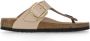 Birkenstock Beige Leren Platte Sandalen met Gesp Beige Dames - Thumbnail 6