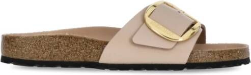 Birkenstock Roze Leren Slipper met Metalen Gesp Pink Dames