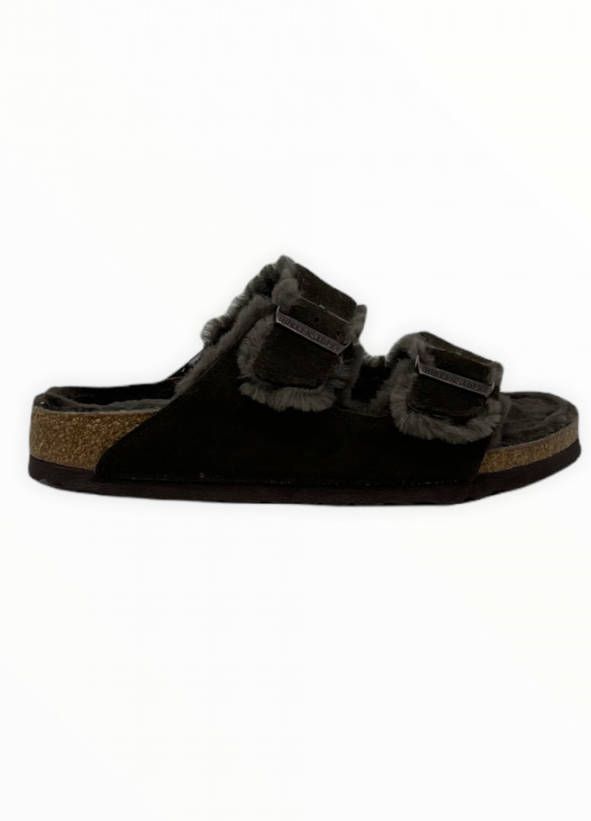 Birkenstock Sandalen Arizona Shearling Lined Suede Two-Strap Sandals in bruin - Foto 9