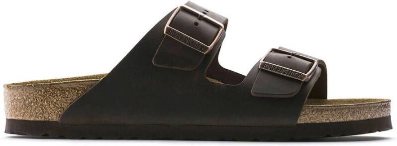 Birkenstock Platte sandalen Arizona Natural Oiled Leather Regular Habana