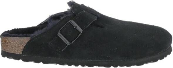 Birkenstock Boston Black narrow Shearling Veloursleder Suede Dames Pantoffels Zwart - Foto 10