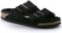 Birkenstock Arizona Shearling Veloursleder Suede Narrow Pantoffels Black - Thumbnail 3