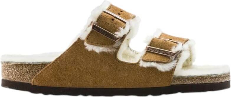 Birkenstock Shearling Arizona Sandalen Bruin