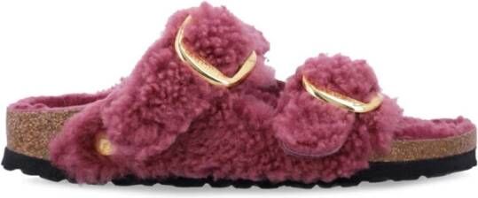 Birkenstock Shearling Sandalen met Grote Gesp Pink Dames