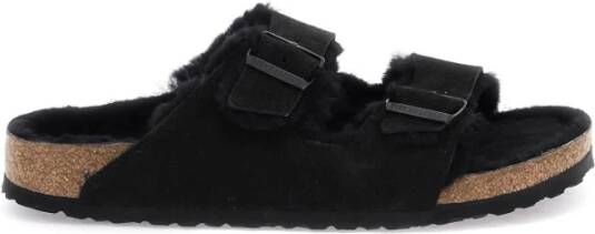 Birkenstock Arizona Shearling Veloursleder Suede Narrow Pantoffels Black - Foto 17