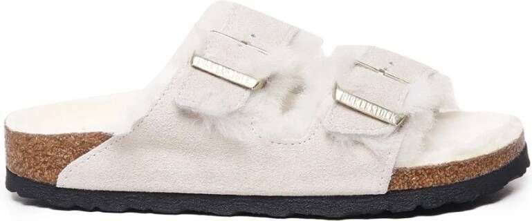 Birkenstock Slippers Arizona Shearling LEVE Antique White LAF