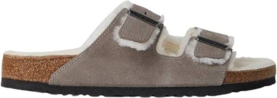 Birkenstock Shearling Sandalen met Twee Riem Gray Heren