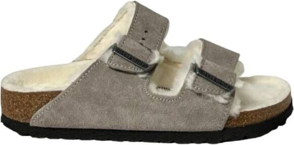 Birkenstock Shearling Sliders voor vrouwen Grijs Dames