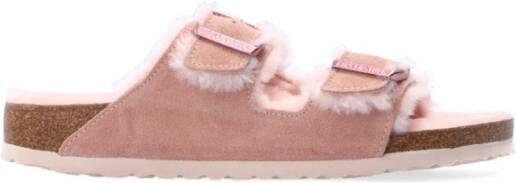 Birkenstock Shearling Slides Roze Dames