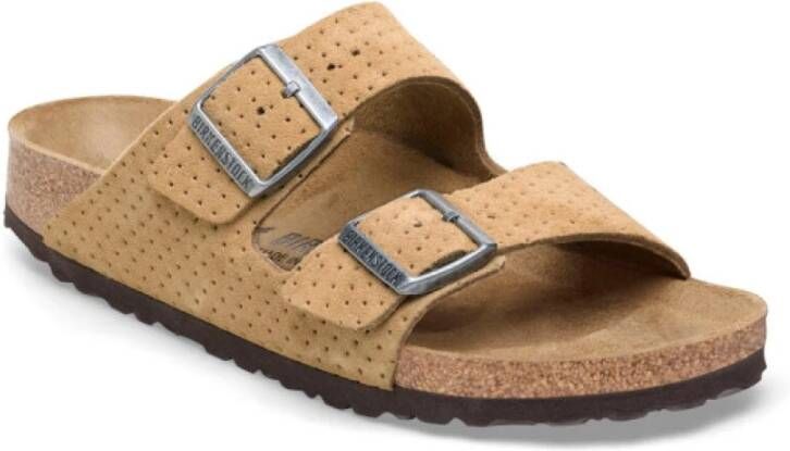 Birkenstock Arizona Lederen Slippers Beige