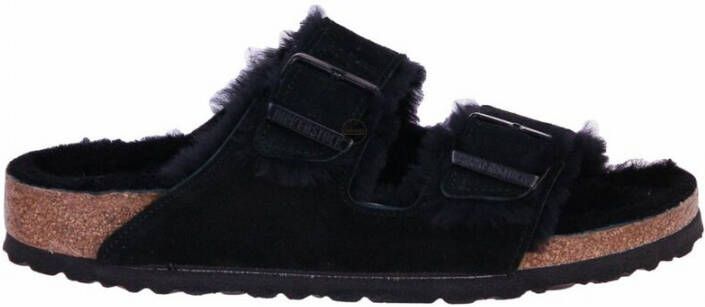 Birkenstock Arizona Shearling Veloursleder Suede Narrow Pantoffels Black - Foto 14