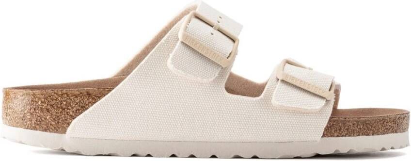 Birkenstock Arizona TEX Canvas Vegan Rivet Logo Sandalen Schmal beige