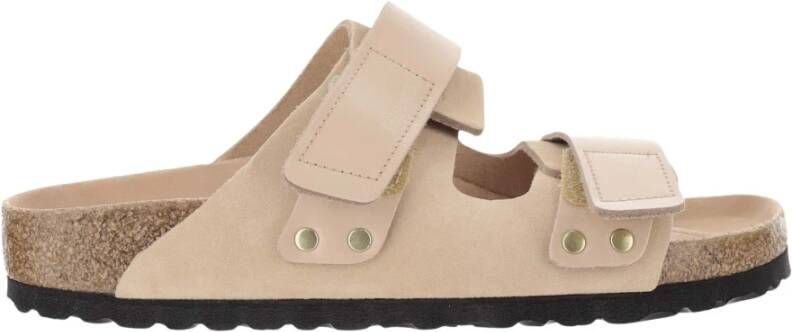 Birkenstock Roze Suède Dubbele Band Sandalen Beige Dames