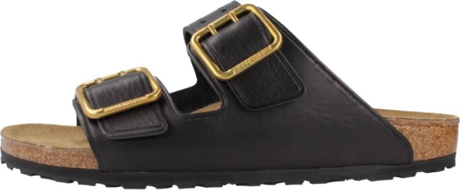 Birkenstock Zwarte Leren Sandalen Black Dames