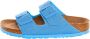 Birkenstock Vegan Arizona Rivet Logo Slippers Blue Dames - Thumbnail 1