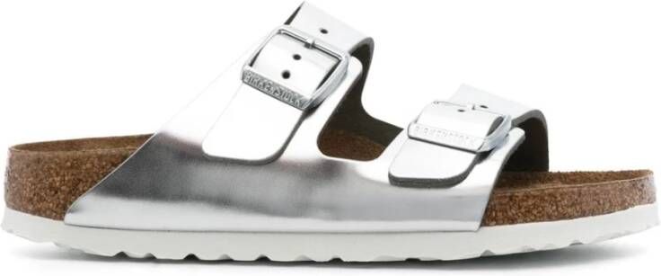 Birkenstock Arizona Dames Slippers Metallic Silver Narrow fit | Zilver | Leer - Foto 9