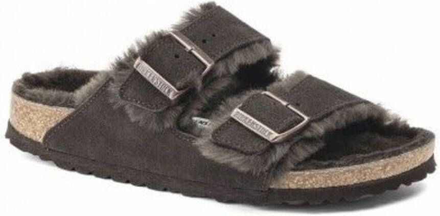 Birkenstock Sandalen Arizona Shearling Lined Suede Two-Strap Sandals in bruin - Foto 3
