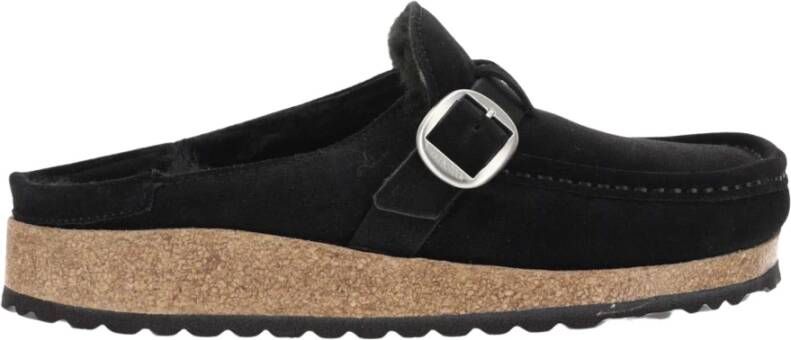 Birkenstock Zwarte Leren Pantoffels Herfst Winter Dames Black Dames