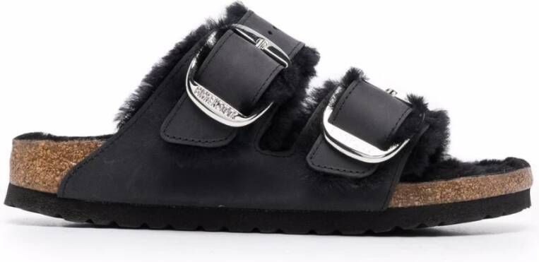 Birkenstock Arizona Big Buckle Shearling Sandaal Black Dames