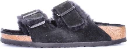 Birkenstock Arizona Shearling Veloursleder Suede Narrow Pantoffels Black - Foto 19