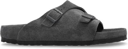 Birkenstock Grijze suède sandalen met verstelbare gespen