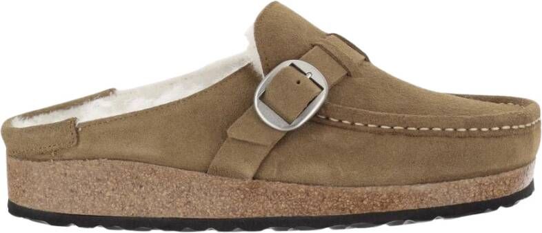 Birkenstock Schapenvacht Mule met Verstelbare Gesp Beige Dames