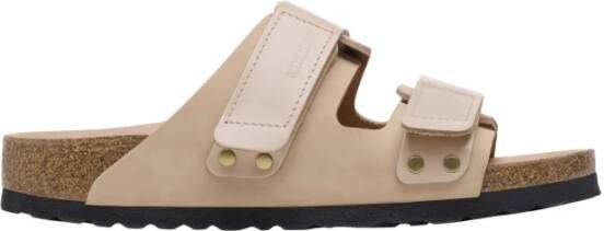 Birkenstock Nubuck Leren Sandalen met Verstelbare Banden Beige Dames